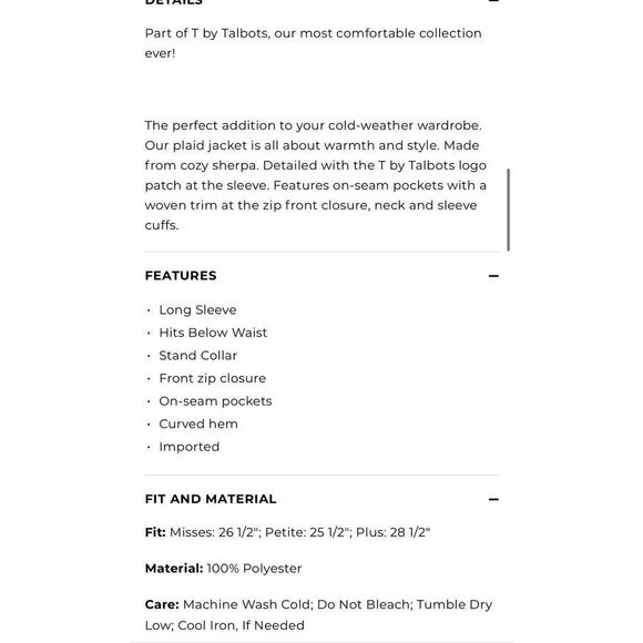 Talbots pink cozy plaid Sherpa zip front fleece size MP - Picture 12 of 12